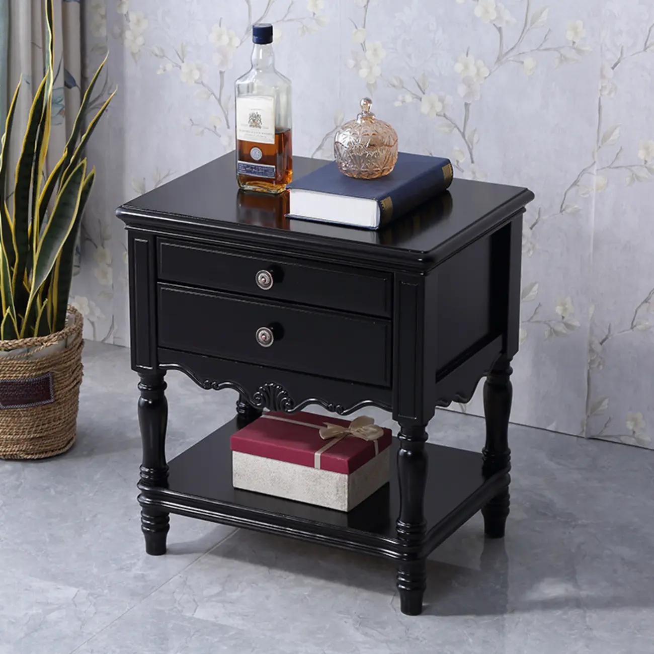 Traditional Nightstand with 1 Shelf Open Storage and 2 Drawers Image - 6 | homeyfad