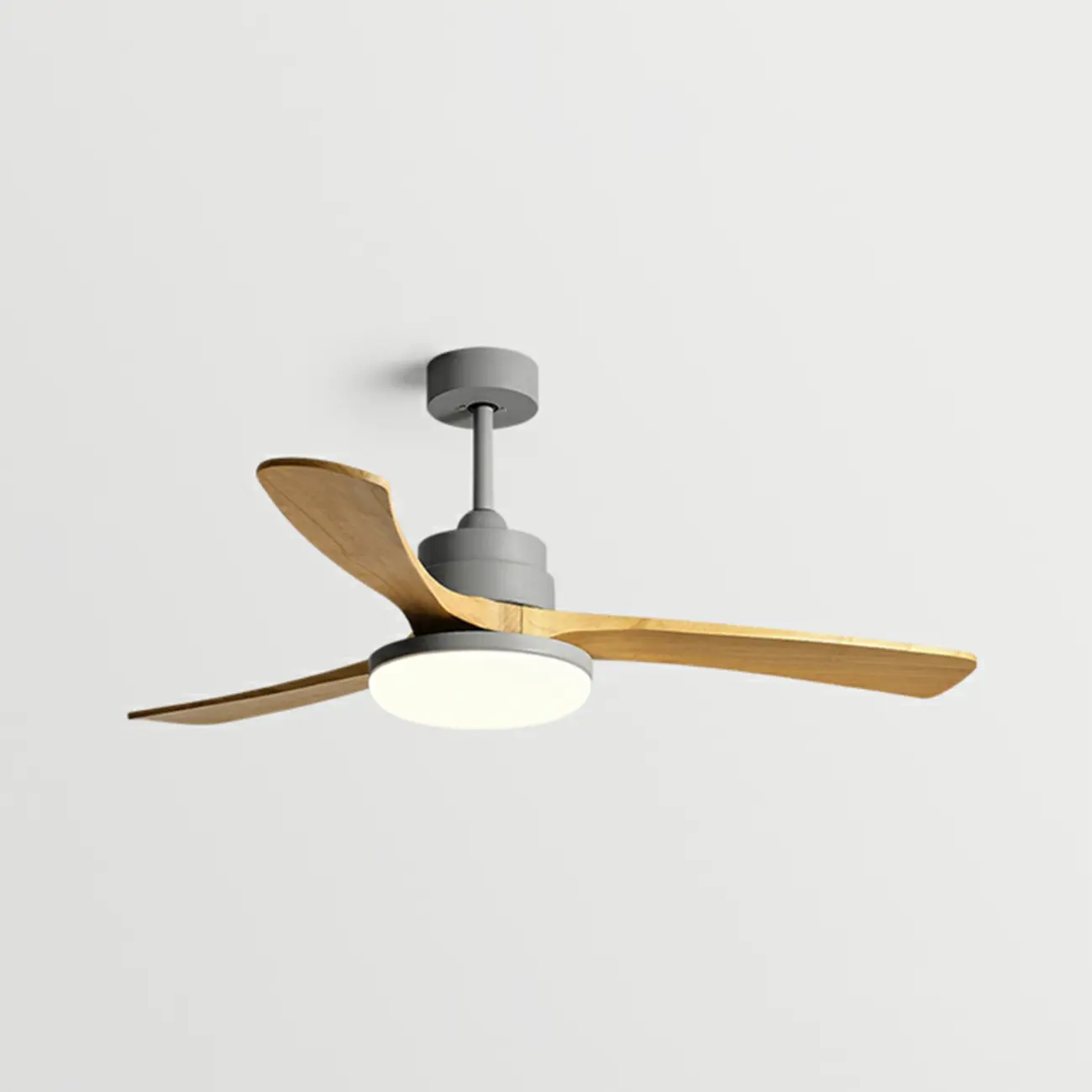 52" Solid Wood Ceiling Fan with LED Light and Remote Image - 2 | homeyfad