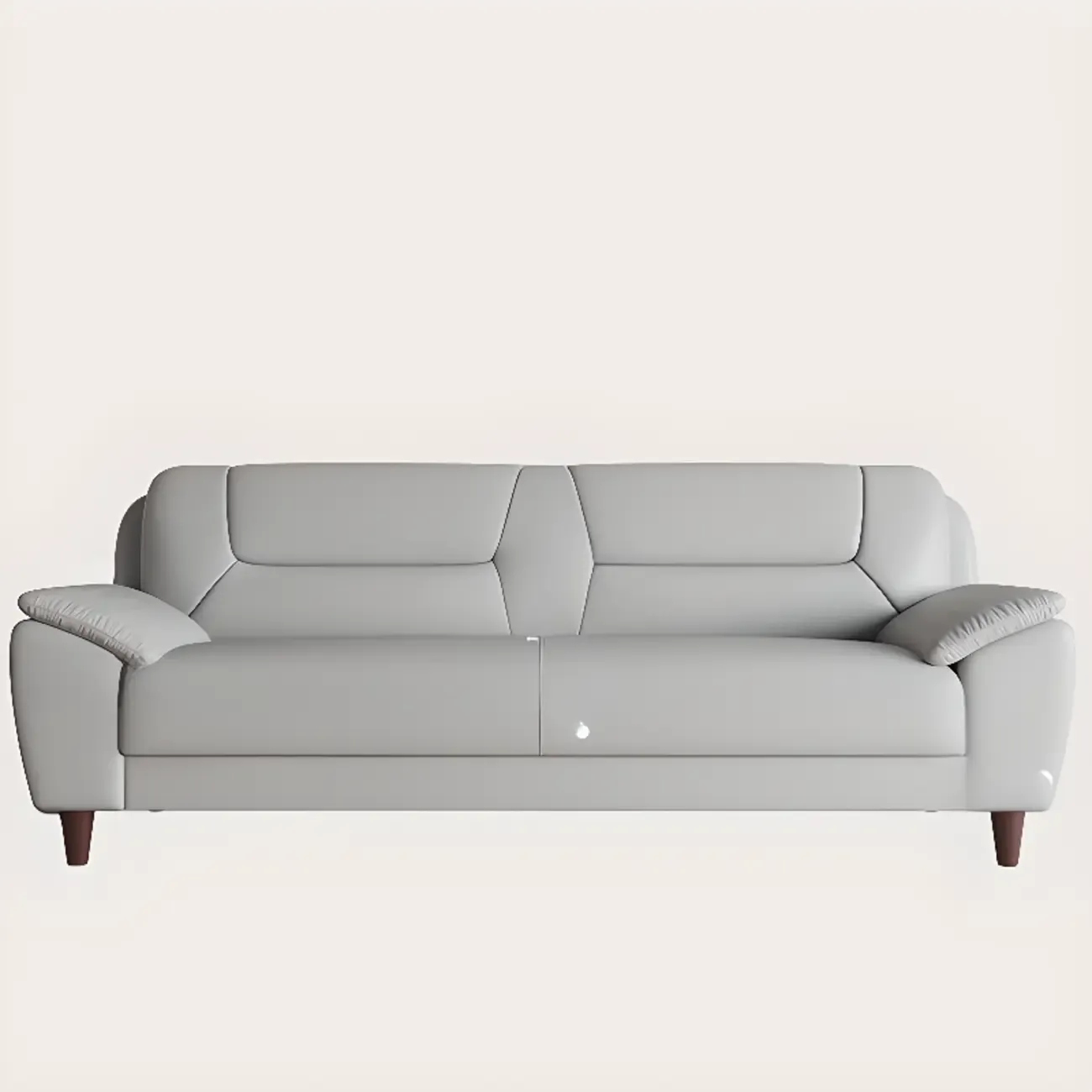 Modern Grey Leather Pillow Top Loveseat Sofa Image - 3