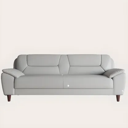 Modern Grey Leather Pillow Top Loveseat Sofa Image - 3