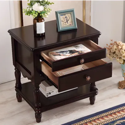 Traditional Nightstand with 1 Shelf Open Storage and 2 Drawers Image - 10