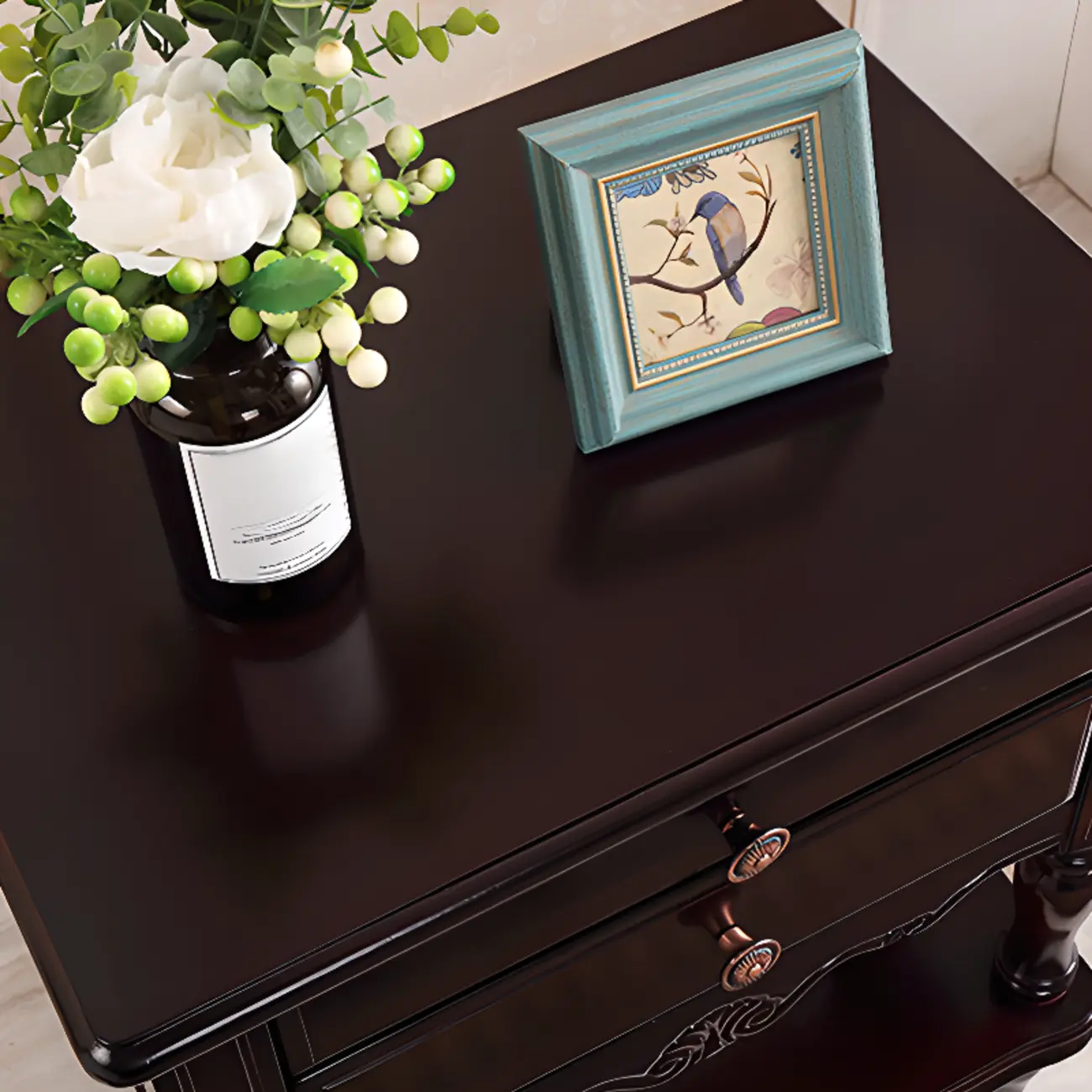 Traditional Nightstand with 1 Shelf Open Storage and 2 Drawers Image - 12 | homeyfad