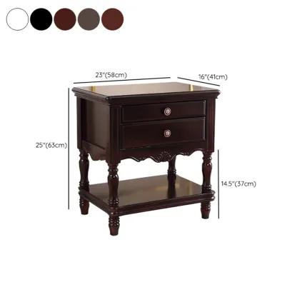 Traditional Nightstand with 1 Shelf Open Storage and 2 Drawers #size