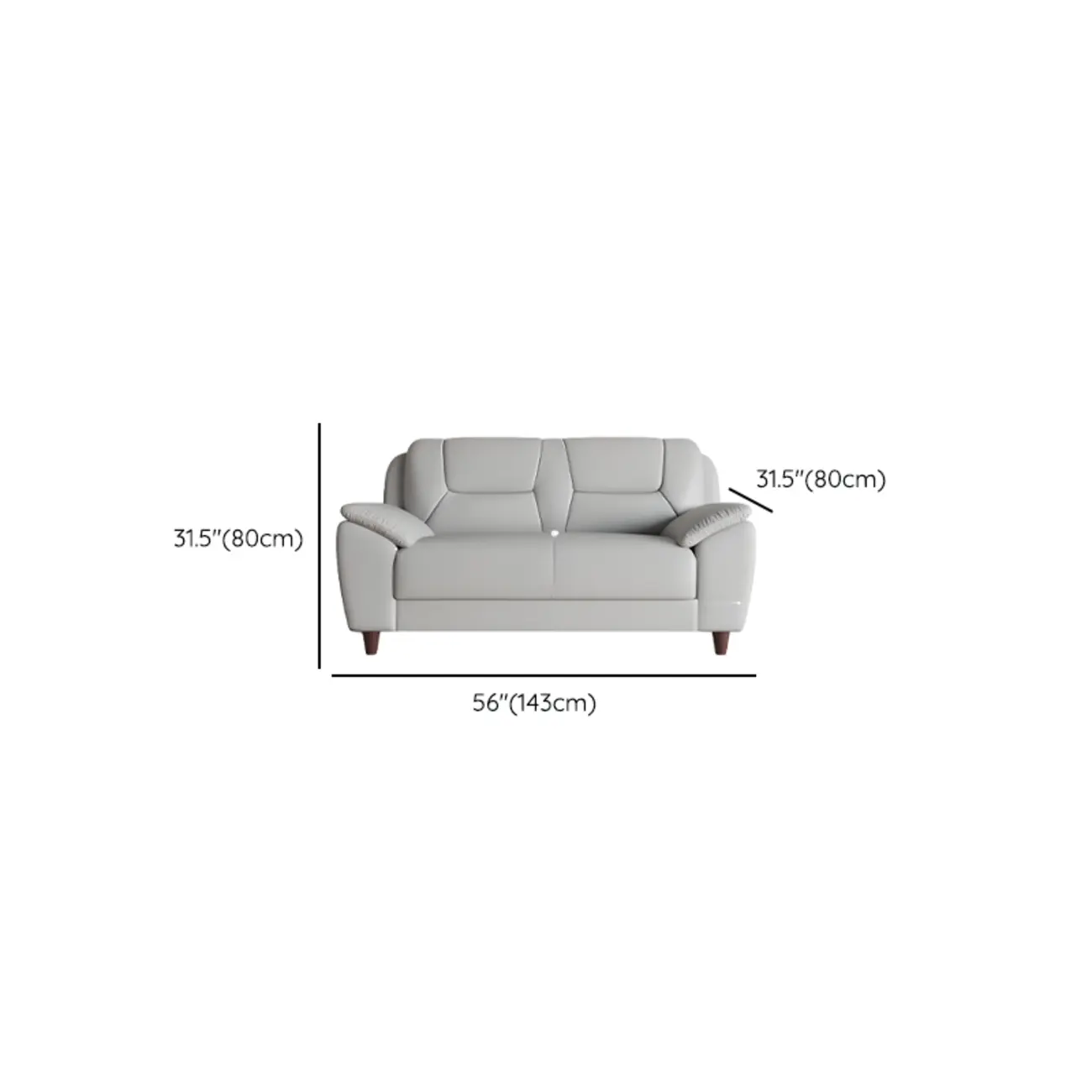 Modern Grey Leather Pillow Top Loveseat Sofa #size