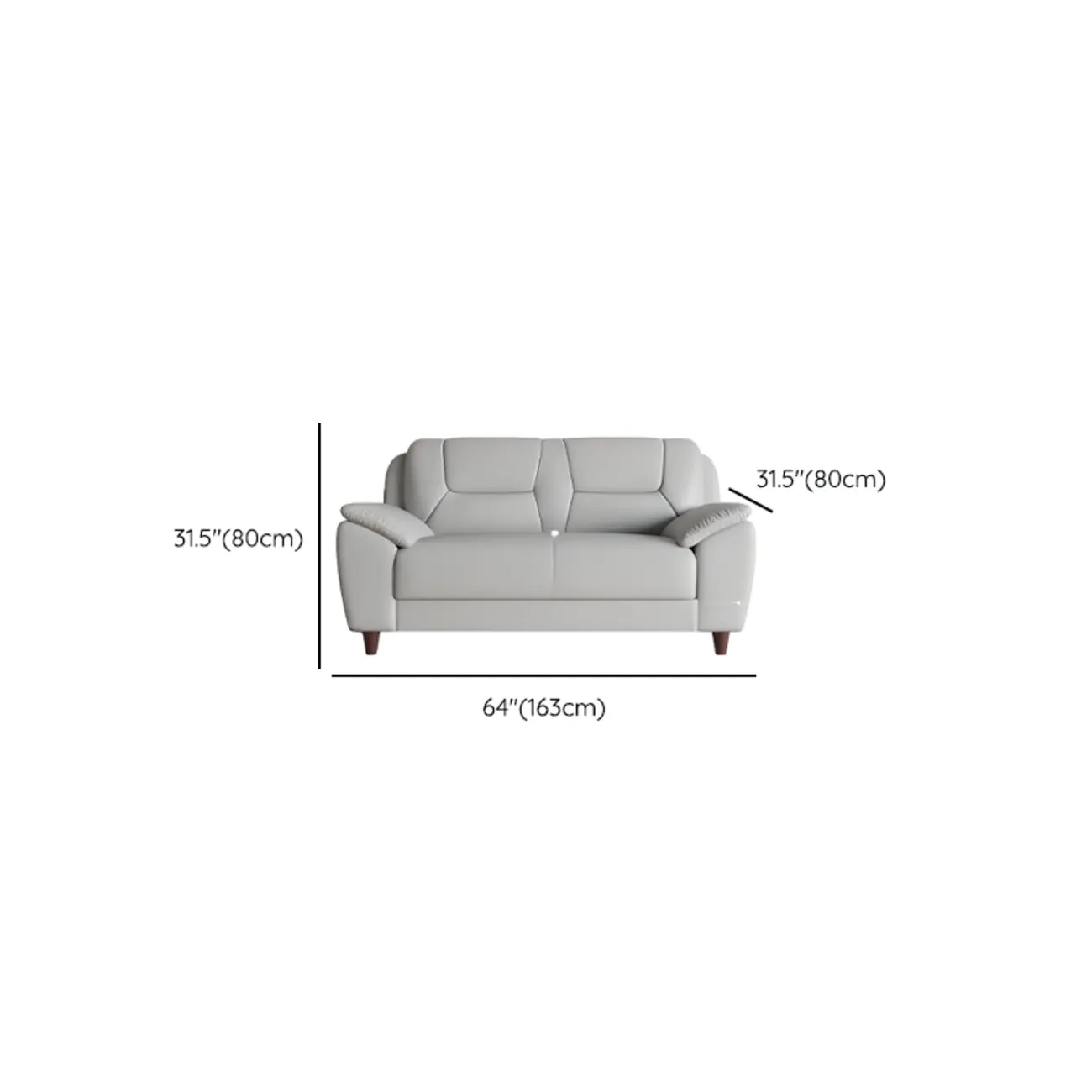 Modern Grey Leather Pillow Top Loveseat Sofa Image - 10 | homeyfad