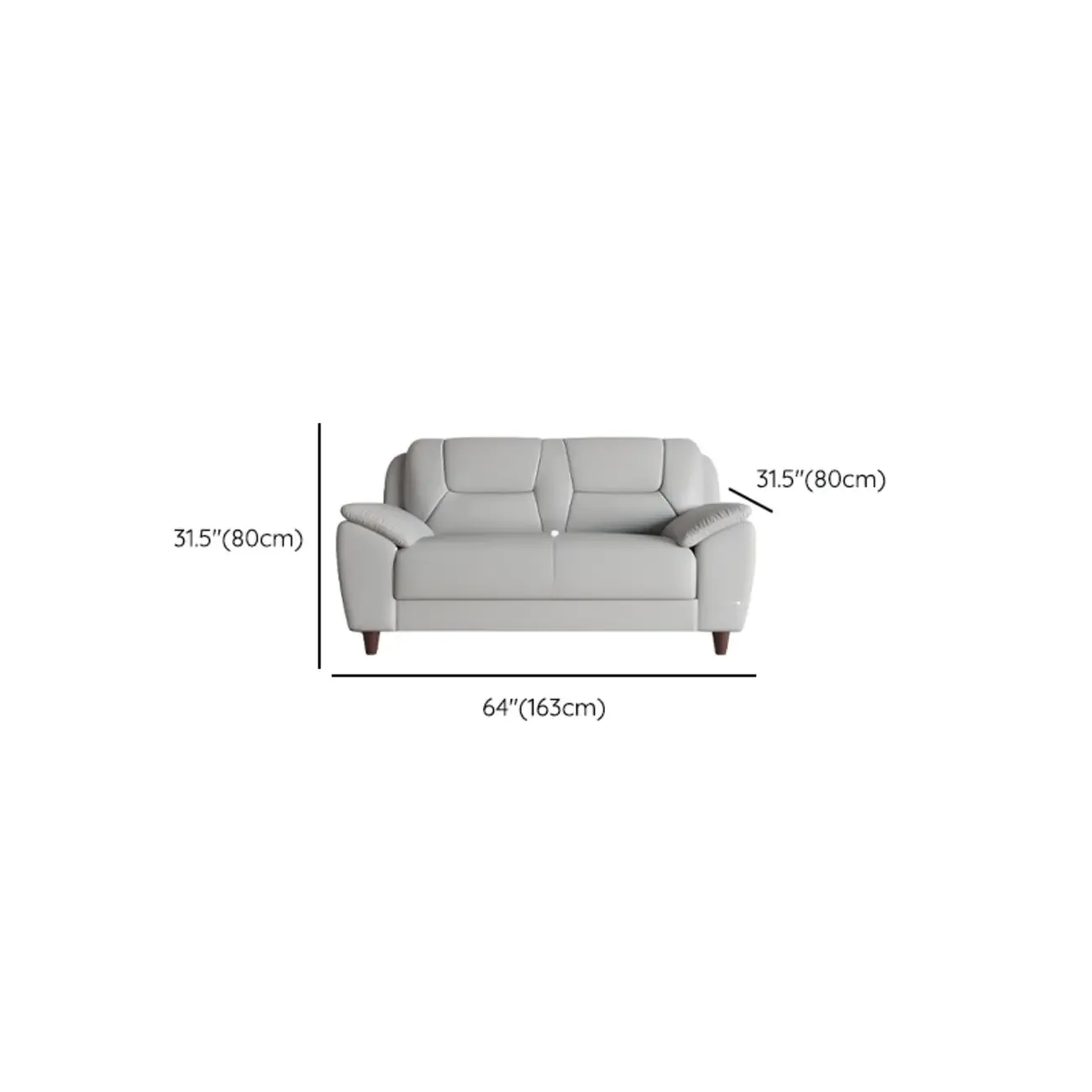 Modern Grey Leather Pillow Top Loveseat Sofa Image - 10