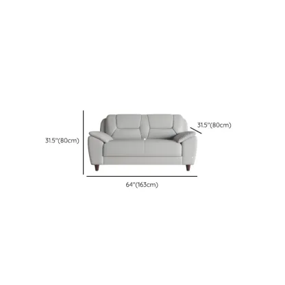 Modern Grey Leather Pillow Top Loveseat Sofa Image - 10