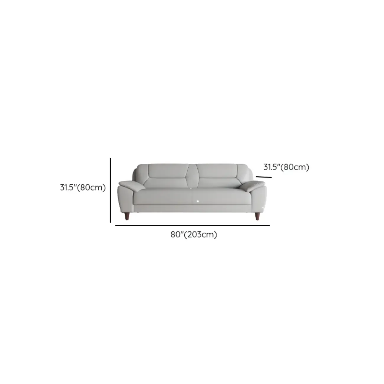 Modern Grey Leather Pillow Top Loveseat Sofa Image - 12