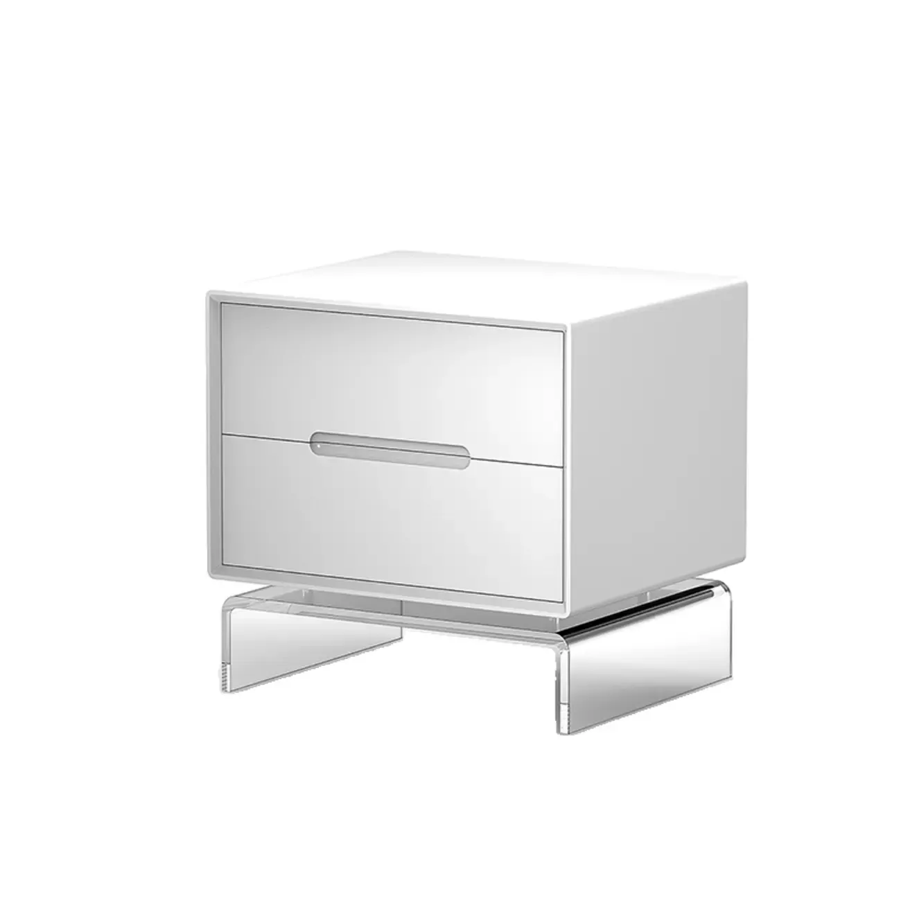 Modern Acrylic Leg Timber White Nightstand with Drawers Image - 3