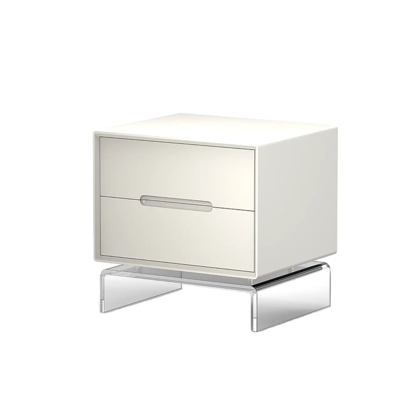 Modern Acrylic Leg Timber White Nightstand with Drawers Image - 4 | homeyfad