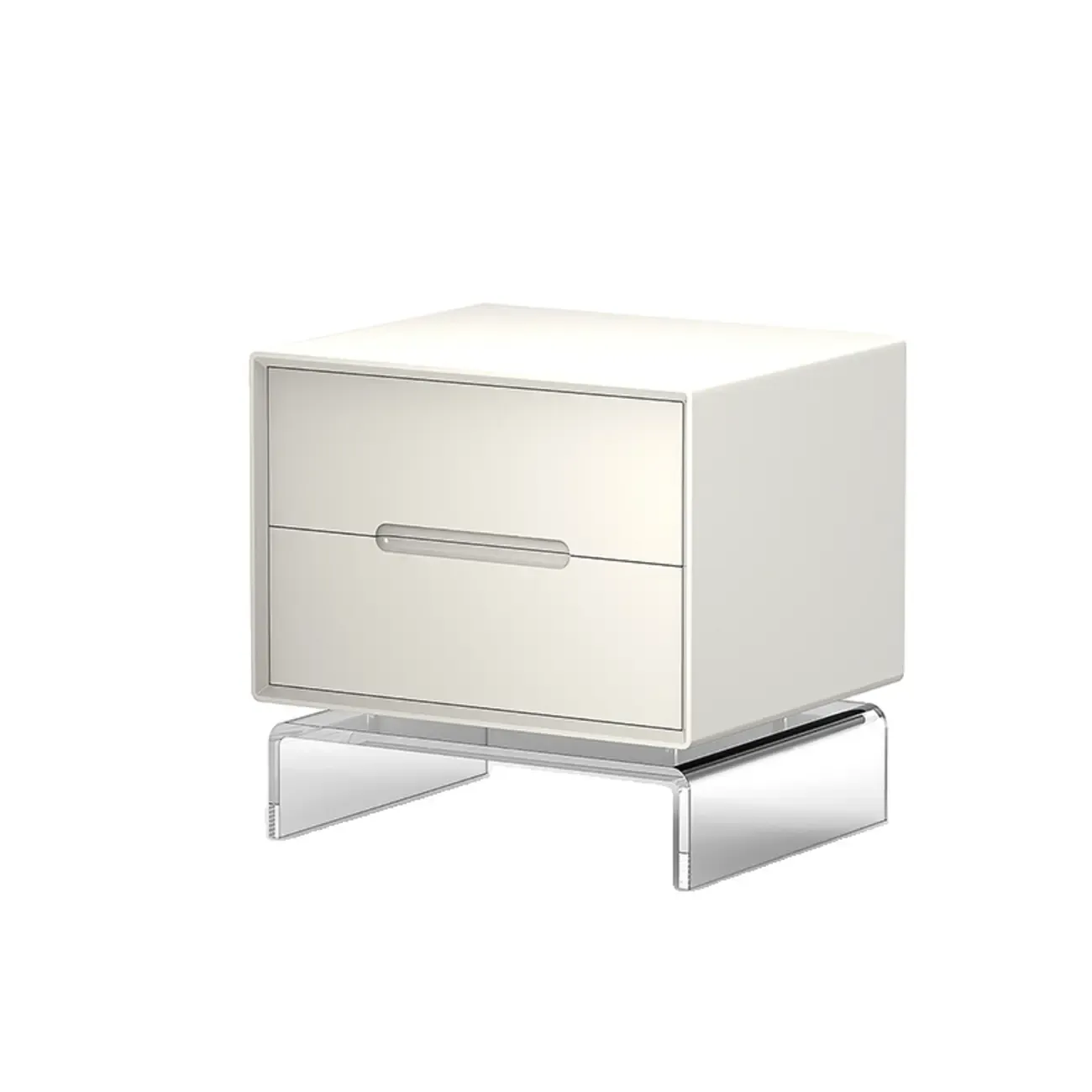 Modern Acrylic Leg Timber White Nightstand with Drawers Image - 4