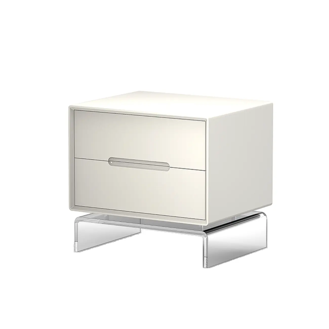 Modern Acrylic Leg Timber White Nightstand with Drawers Image - 9 | homeyfad
