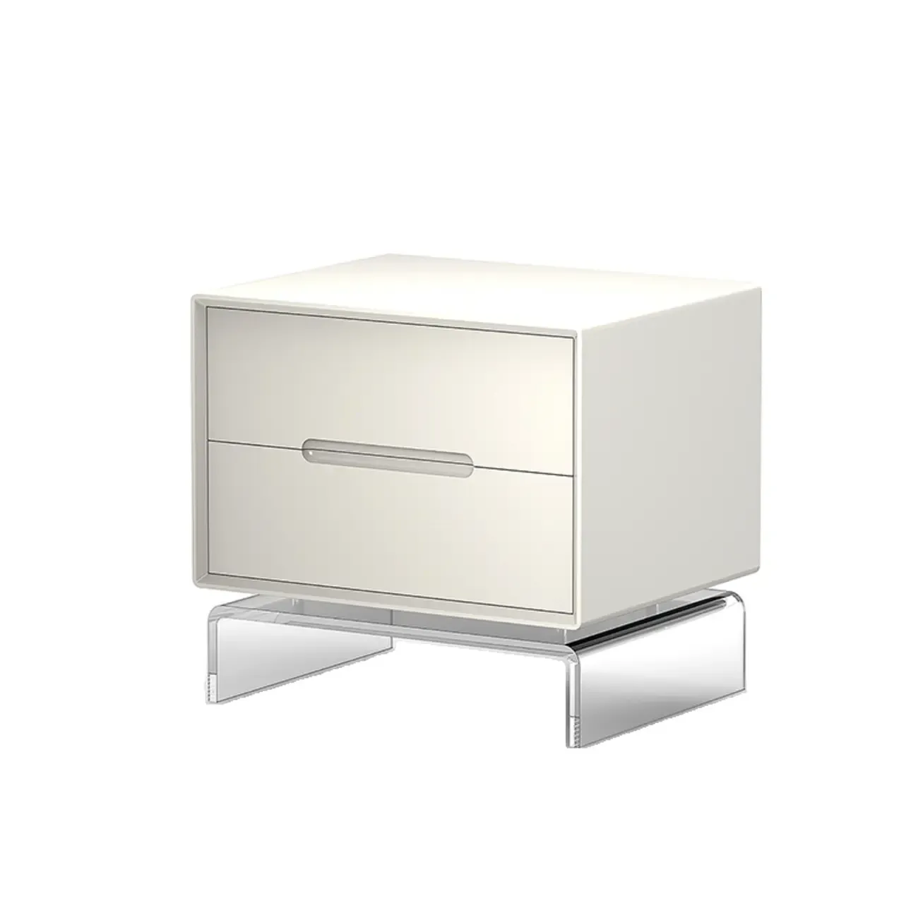 Modern Acrylic Leg Timber White Nightstand with Drawers Image - 9