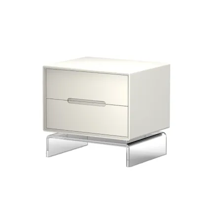 Modern Acrylic Leg Timber White Nightstand with Drawers Image - 9
