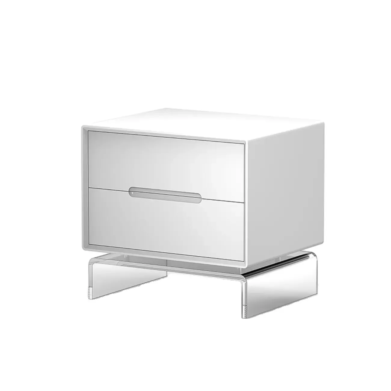 Modern Acrylic Leg Timber White Nightstand with Drawers Image - 11