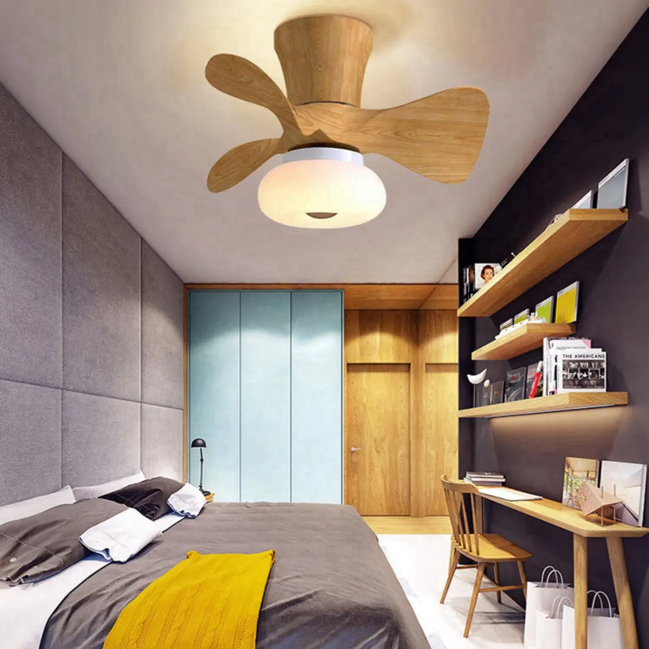Modern 3-Blade LED Flushmount Ceiling Fan with Remote Image - 1 | homeyfad