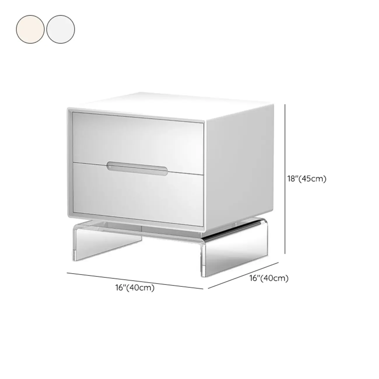 Modern Acrylic Leg Timber White Nightstand with Drawers #size | homeyfad