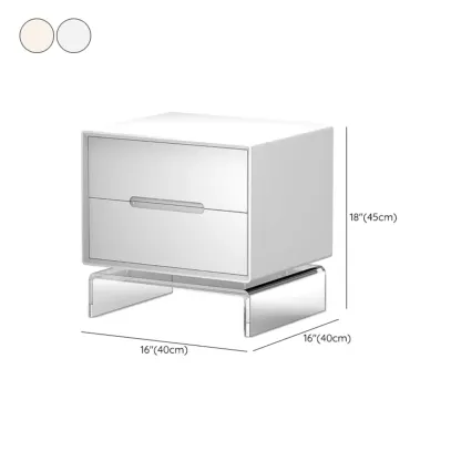 Modern Acrylic Leg Timber White Nightstand with Drawers #size