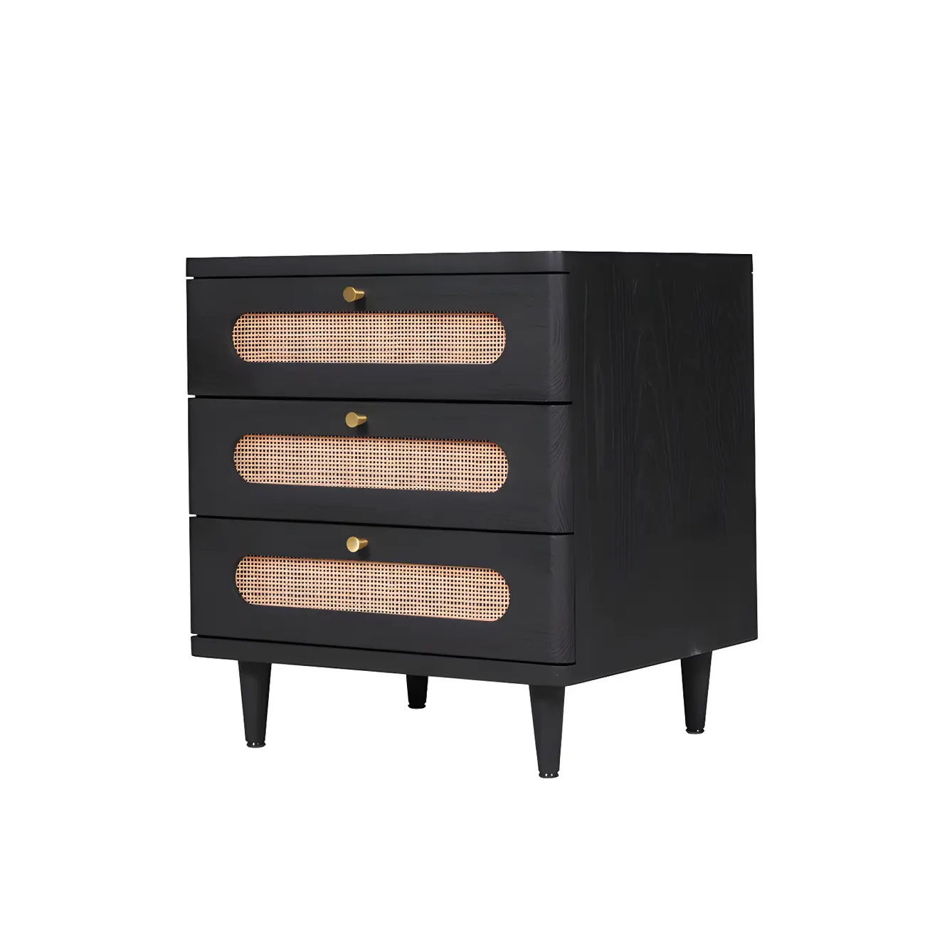 Mid-Century White Wood Nightstand with 3 Drawers Image - 2 | homeyfad