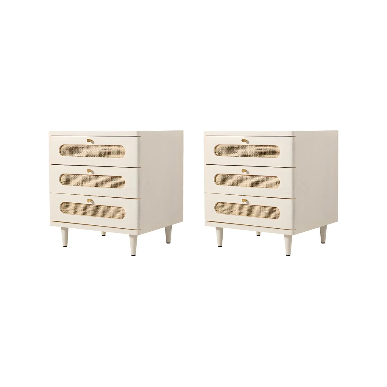 Mid-Century White Wood Nightstand with 3 Drawers Image - 3 | homeyfad