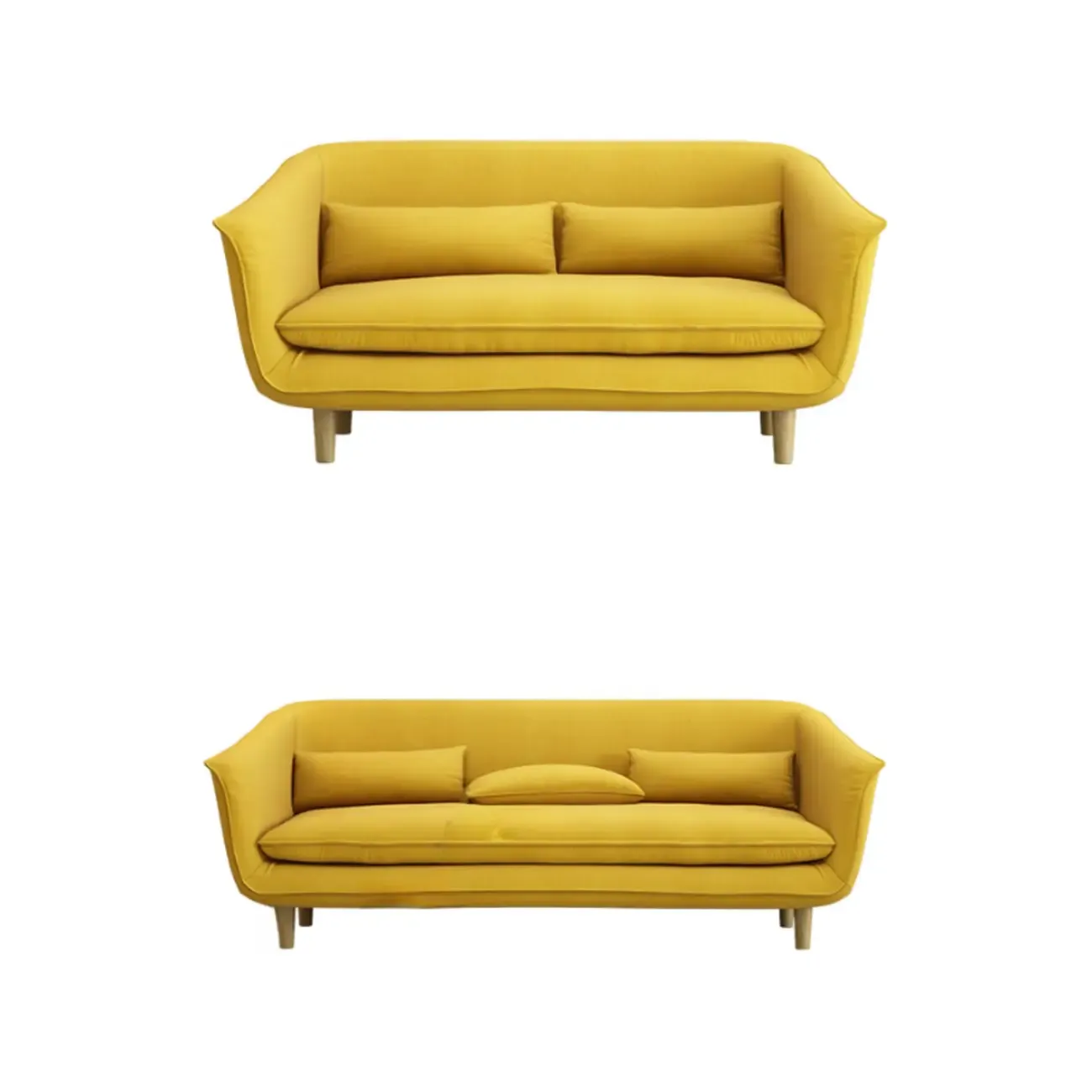 Modern Yellow Linen Upholstery Sofa with Pillows Image - 5