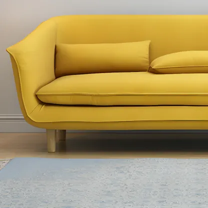 Modern Yellow Linen Upholstery Sofa with Pillows Image - 7