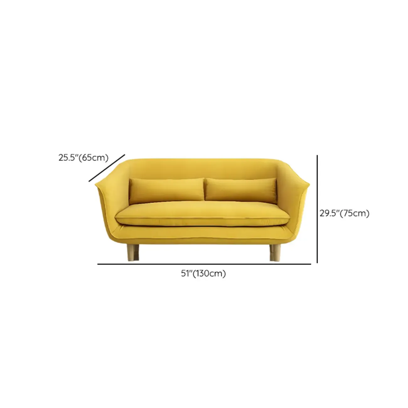 Modern Yellow Linen Upholstery Sofa with Pillows #size