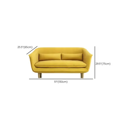 Modern Yellow Linen Upholstery Sofa with Pillows #size