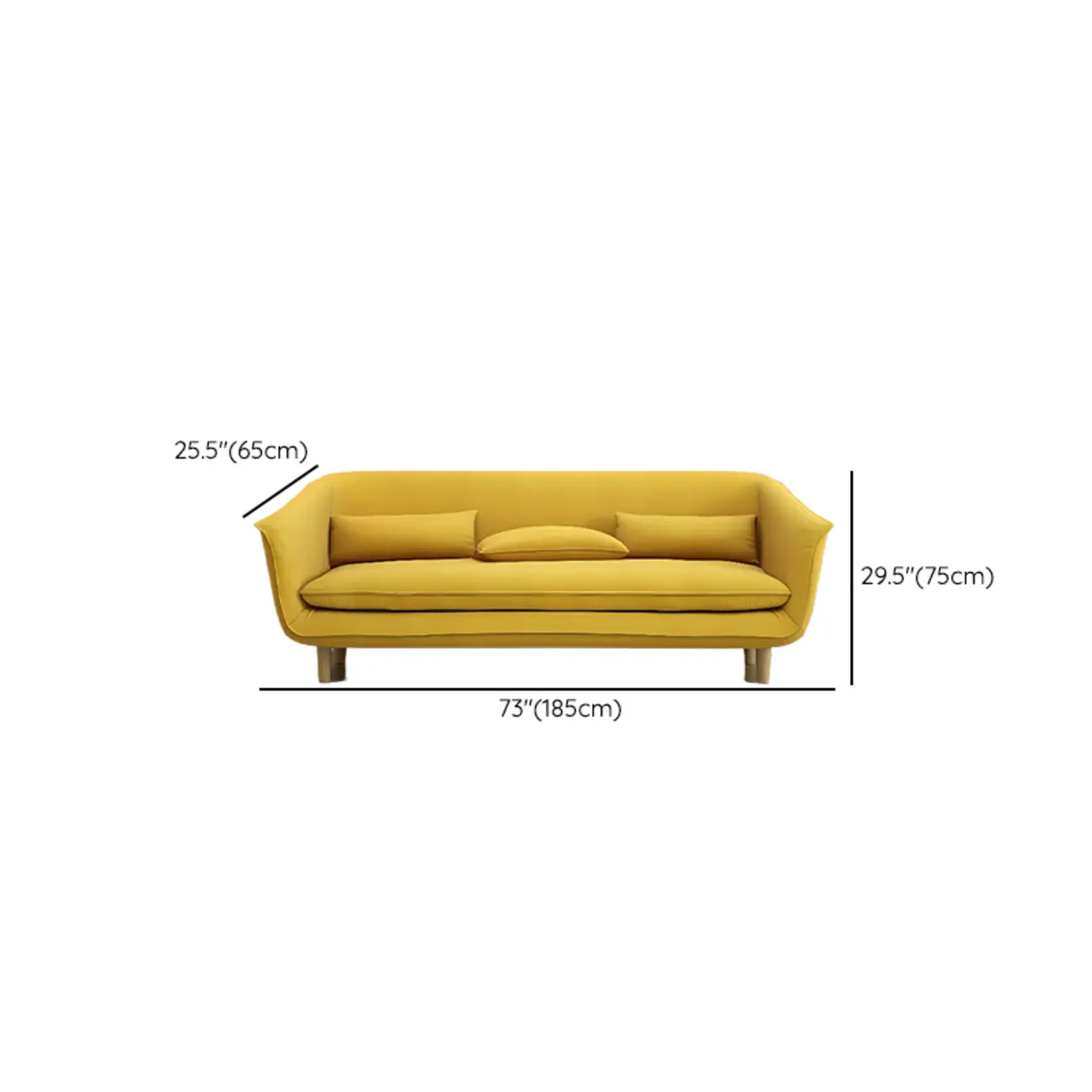 Modern Yellow Linen Upholstery Sofa with Pillows Image - 9 | homeyfad