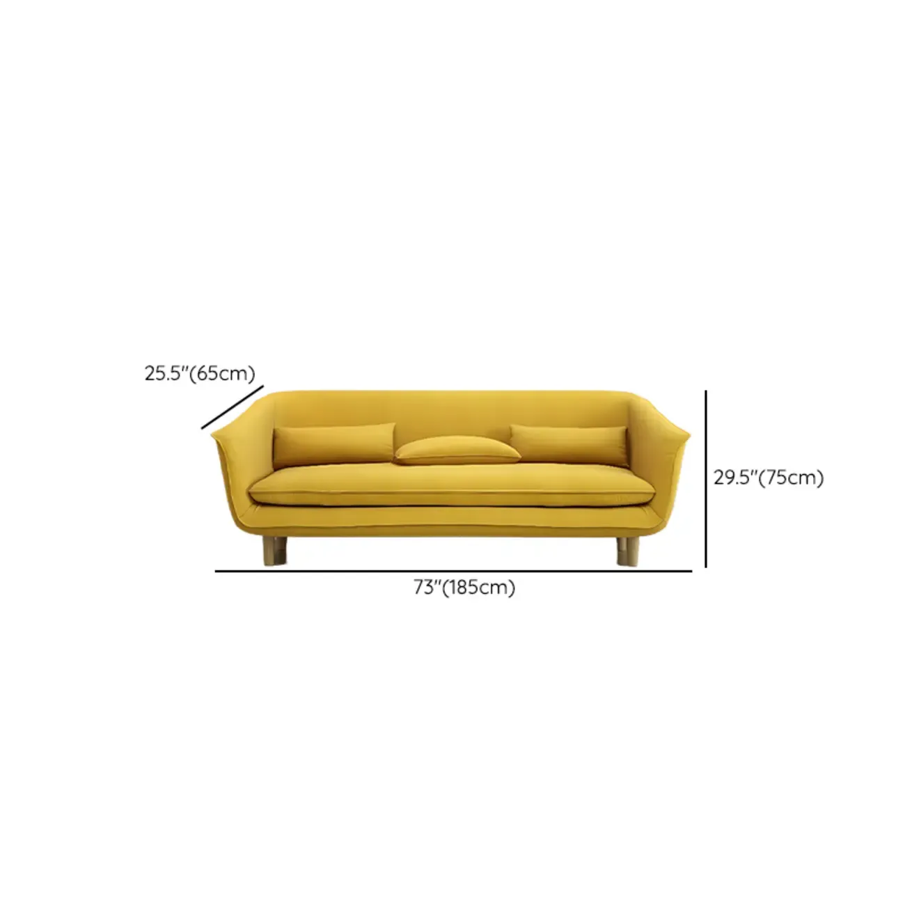 Modern Yellow Linen Upholstery Sofa with Pillows Image - 9