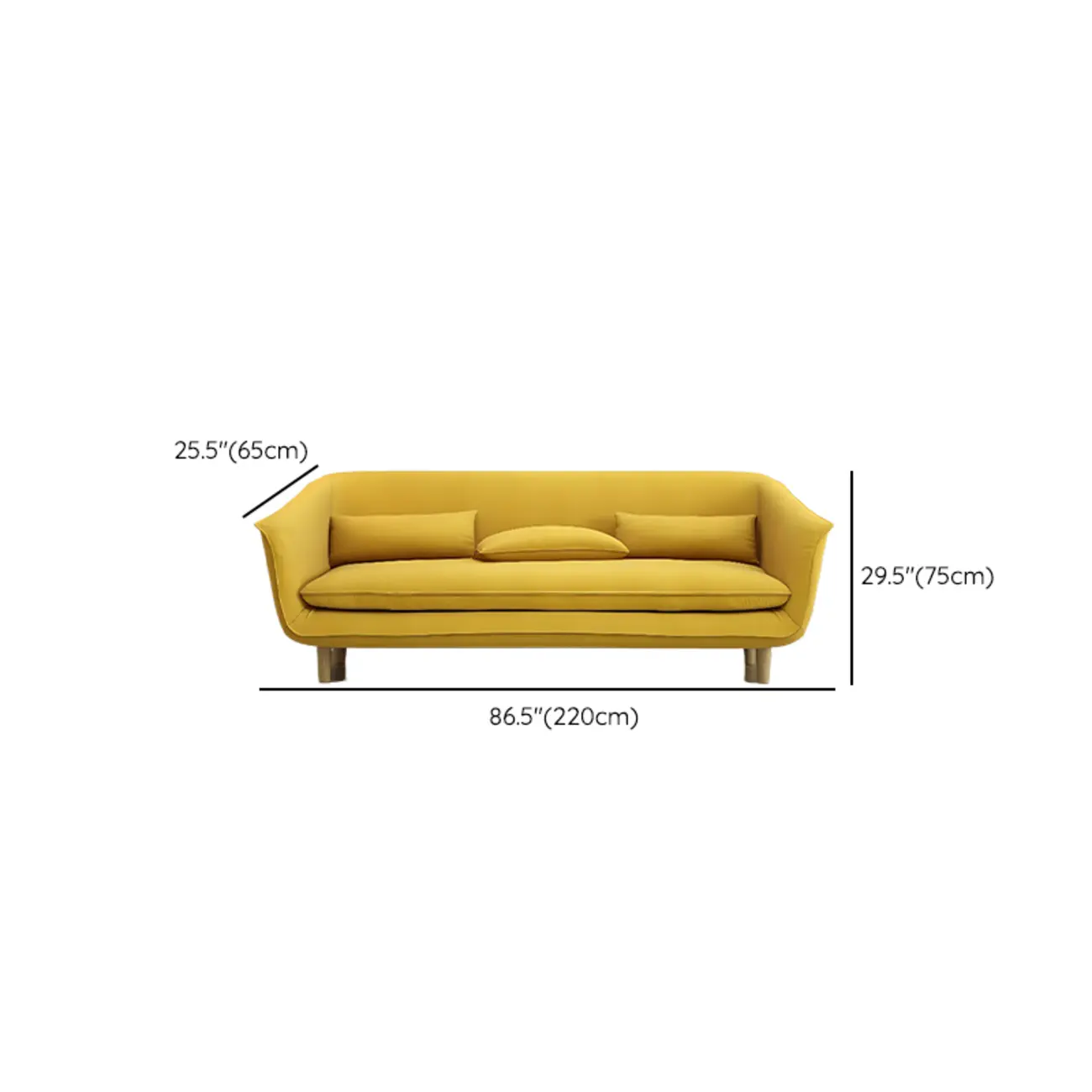 Modern Yellow Linen Upholstery Sofa with Pillows Image - 10 | homeyfad
