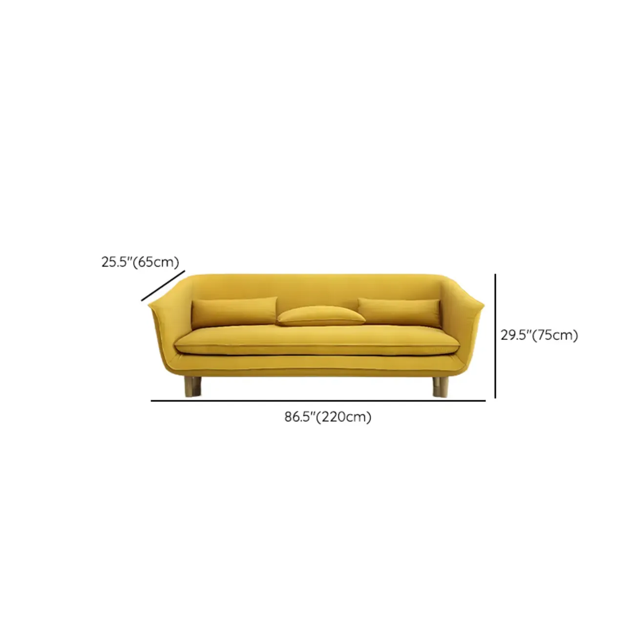 Modern Yellow Linen Upholstery Sofa with Pillows Image - 10