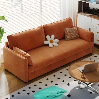 67" Scandinavian Green Chenille Upholstered Loveseat Sofa Image - 3