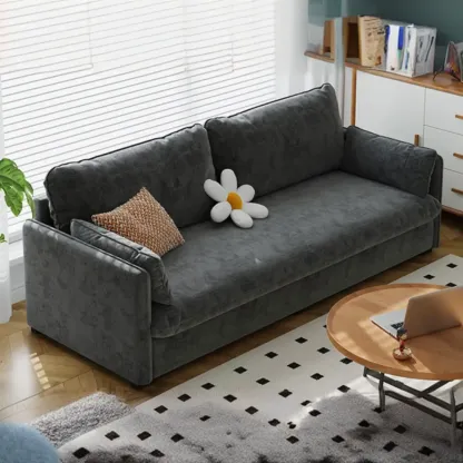67" Scandinavian Green Chenille Upholstered Loveseat Sofa Image - 5
