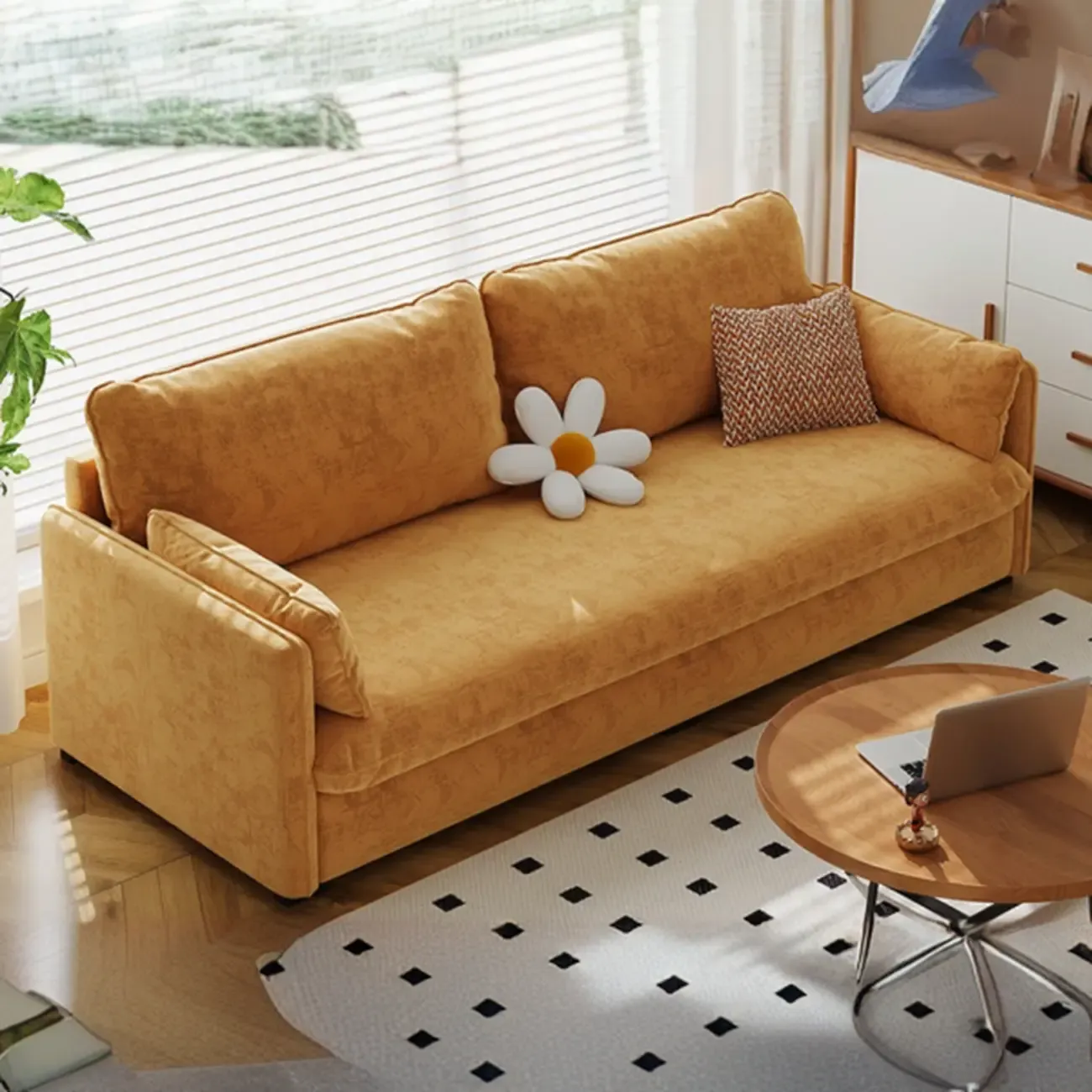 67" Scandinavian Green Chenille Upholstered Loveseat Sofa Image - 7