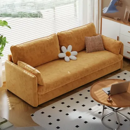 67" Scandinavian Green Chenille Upholstered Loveseat Sofa Image - 7