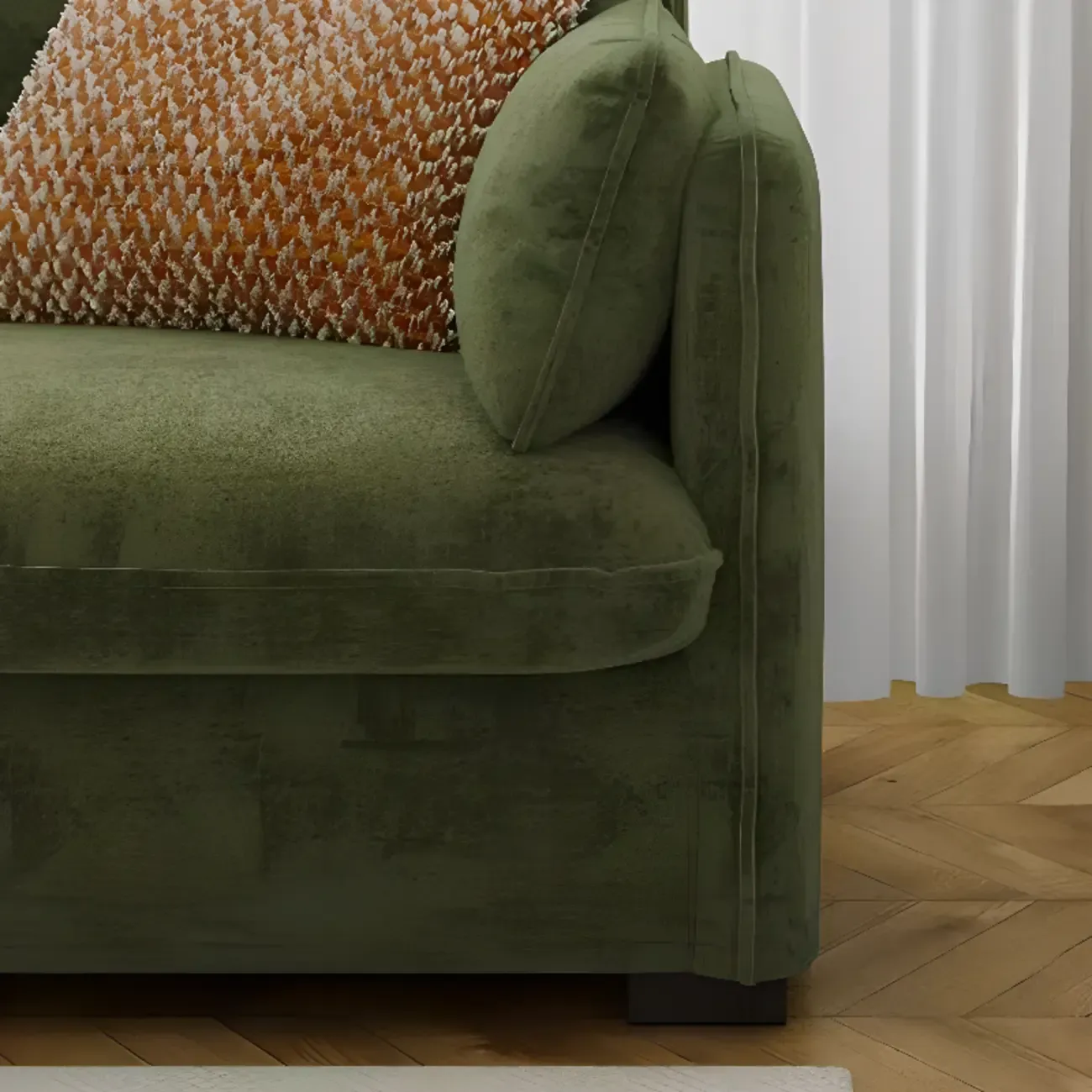 67" Scandinavian Green Chenille Upholstered Loveseat Sofa Image - 8