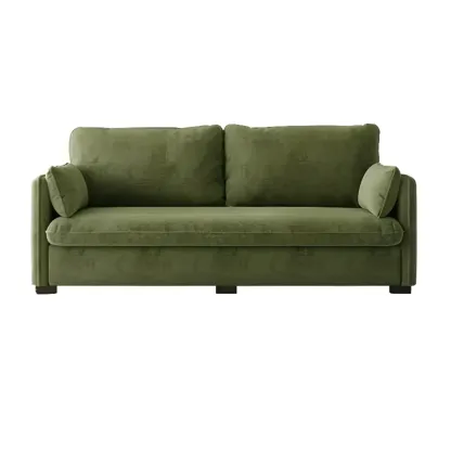 67" Scandinavian Green Chenille Upholstered Loveseat Sofa Image - 10