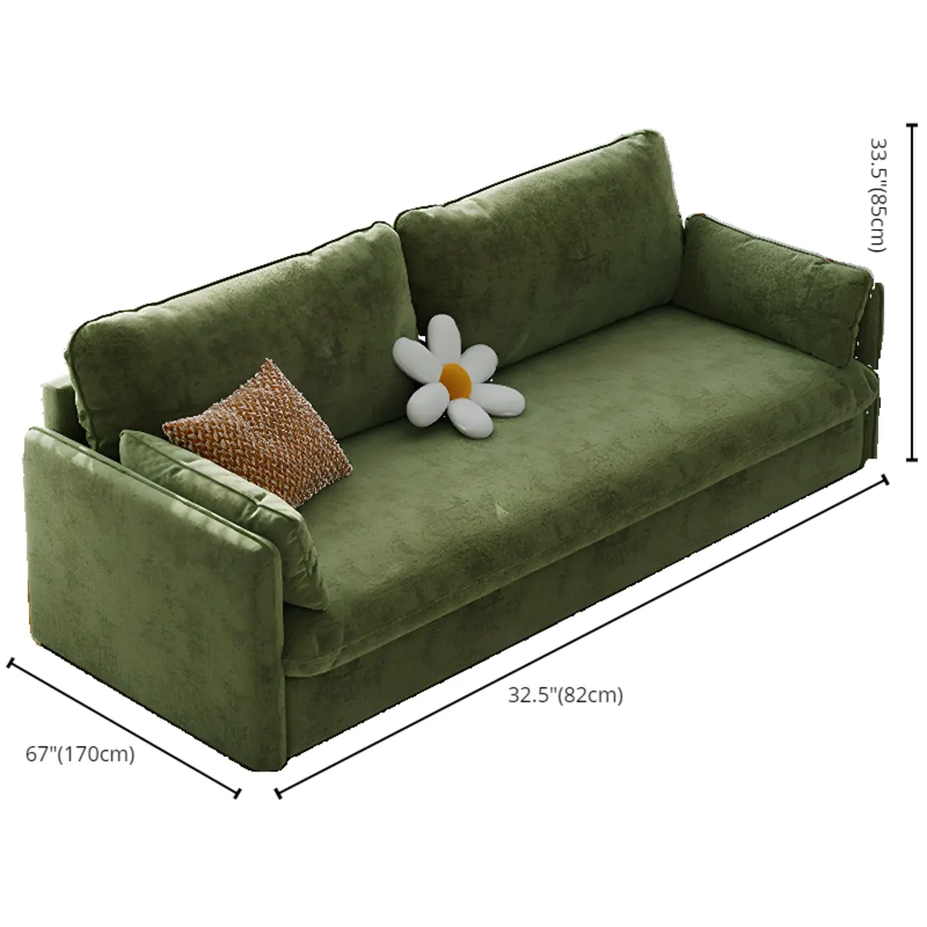 67" Scandinavian Green Chenille Upholstered Loveseat Sofa Image - 14 | homeyfad