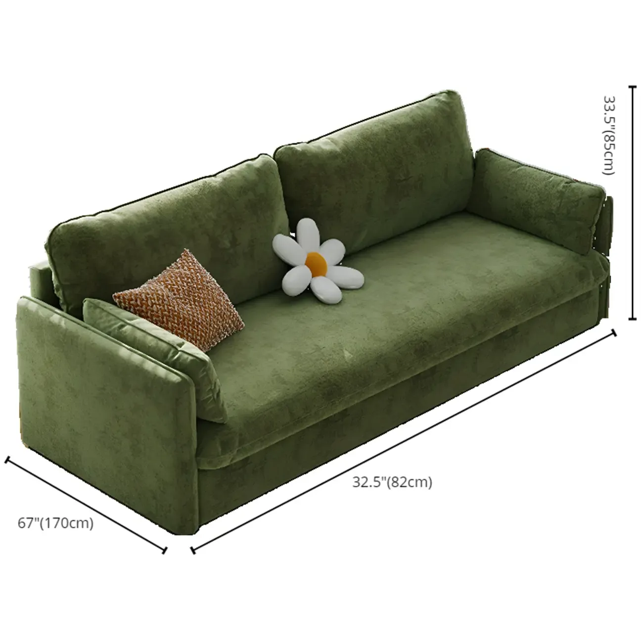 67" Scandinavian Green Chenille Upholstered Loveseat Sofa Image - 14