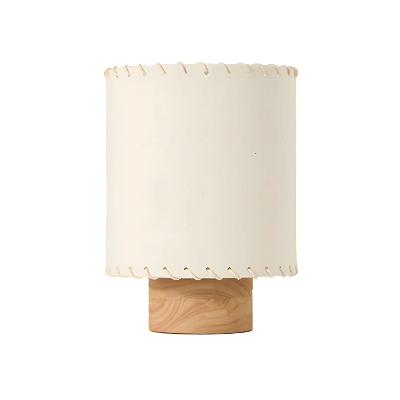 Rustic White Drum Wood Table Lamp for Ambient Bedroom Image - 5 | homeyfad