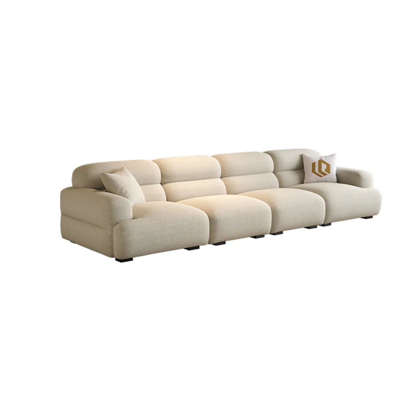 Modern Flannel Upholstery Loveseat Sofa with Recessed Arm Image - 2 | homeyfad