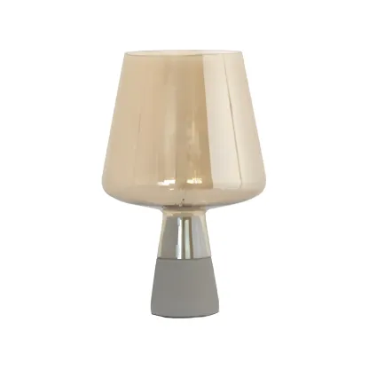 Modern Amber Glass Geometric Table Lamp for Bedroom Image - 5