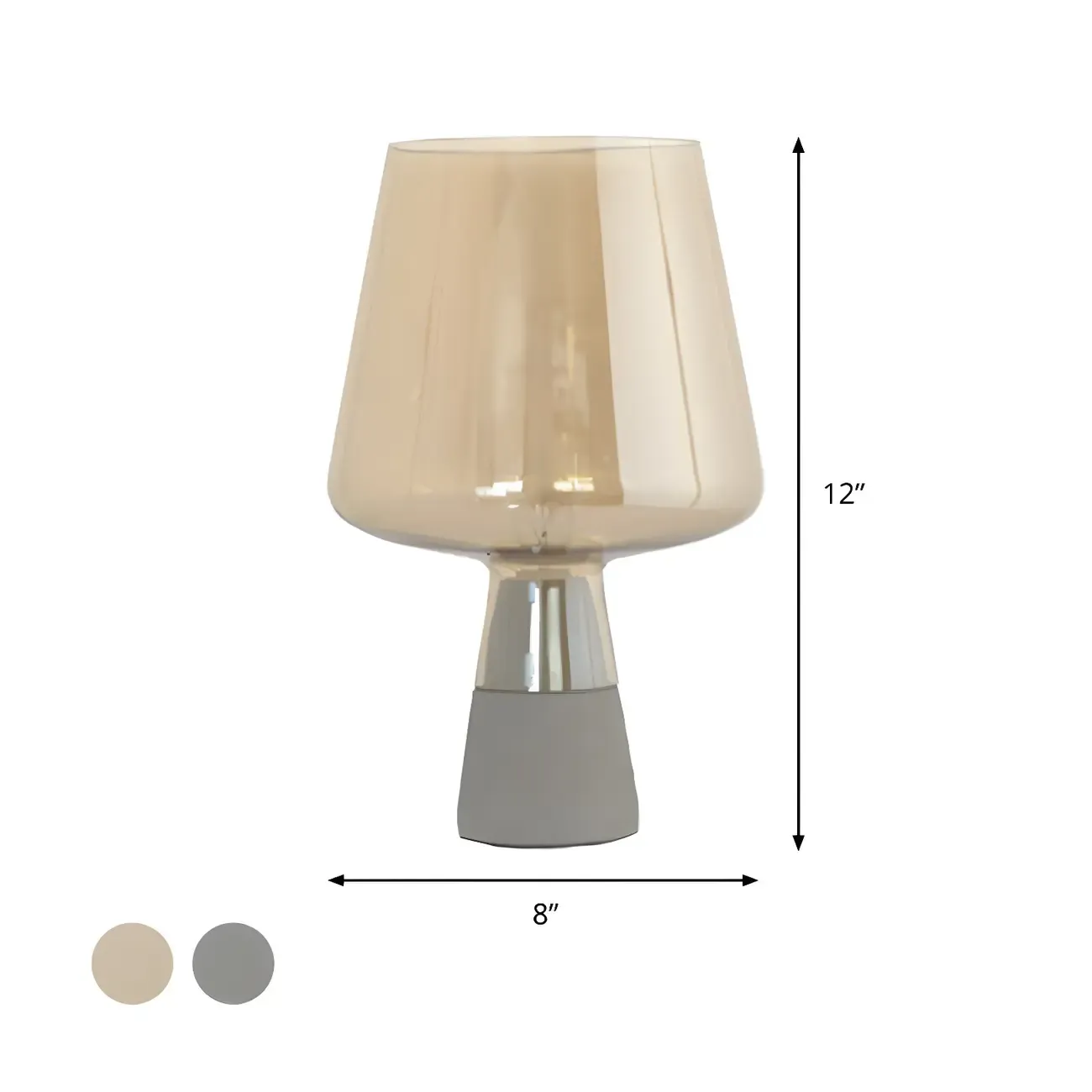 Modern Amber Glass Geometric Table Lamp for Bedroom Image - 6