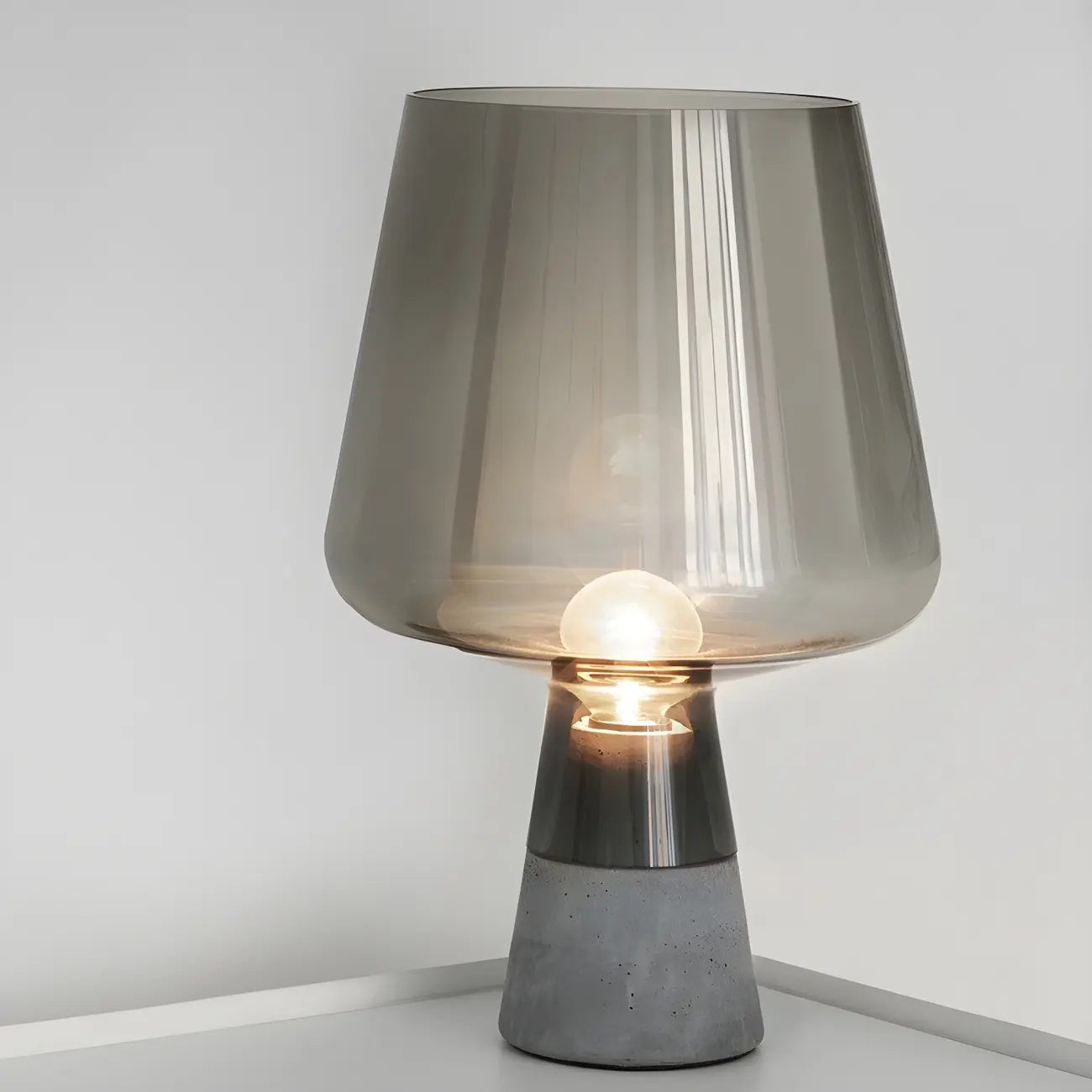 Modern Amber Glass Geometric Table Lamp for Bedroom Image - 9 | homeyfad