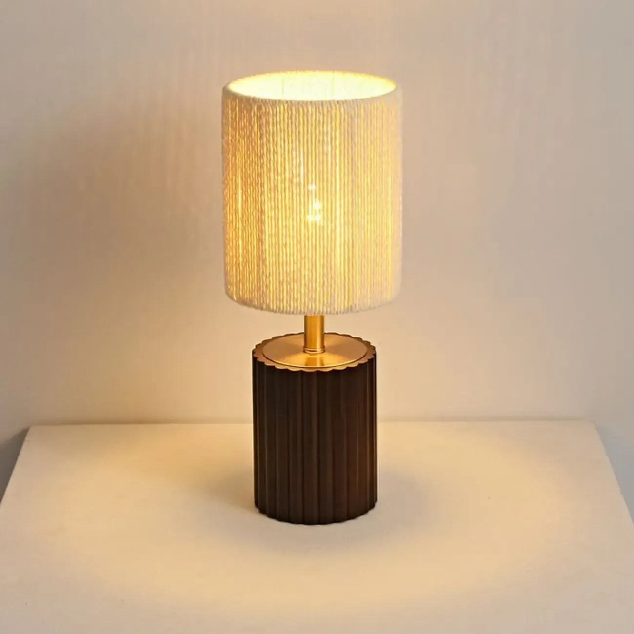 Modern Paper Geometric Shade Table Lamp for Bedroom Image - 3