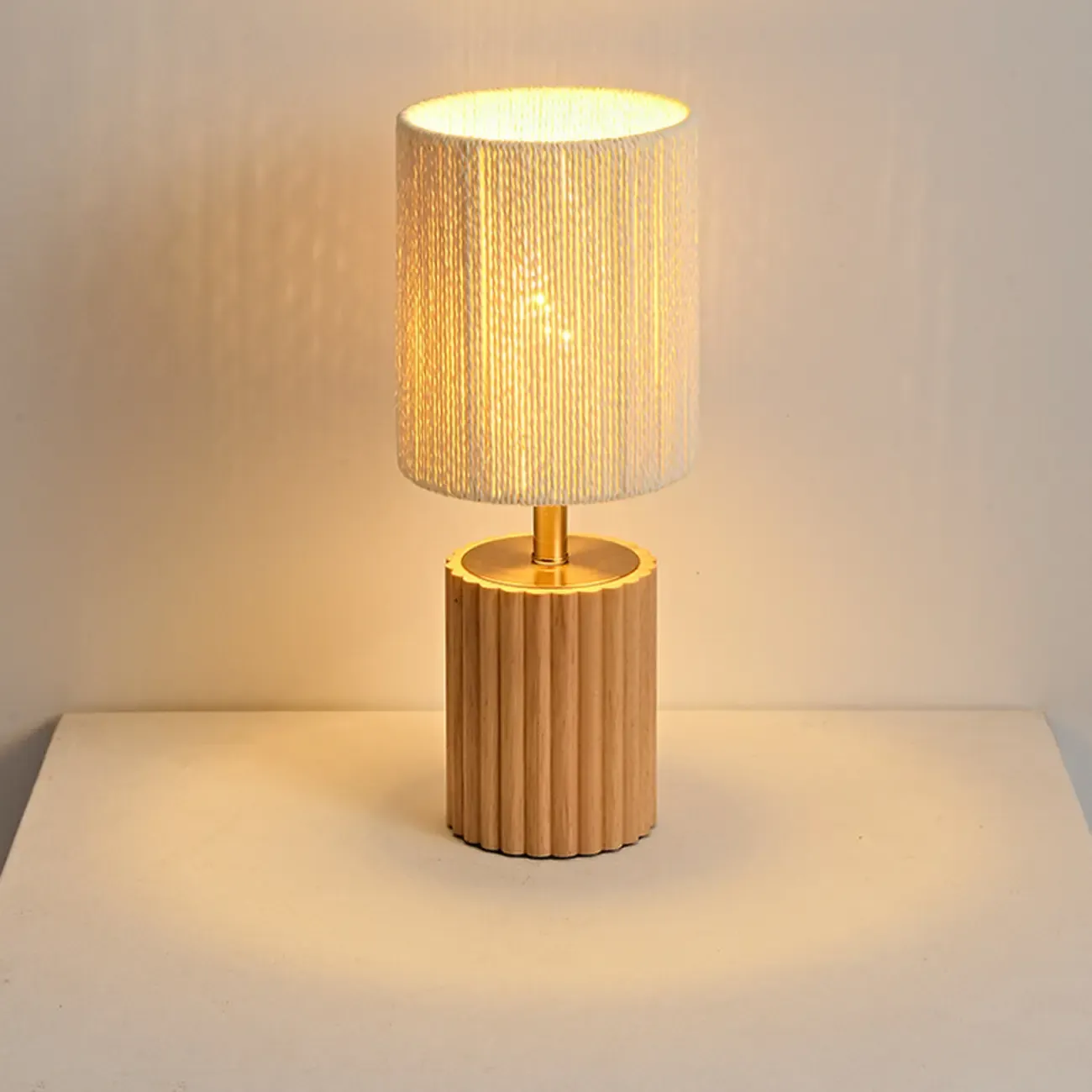 Modern Paper Geometric Shade Table Lamp for Bedroom Image - 6