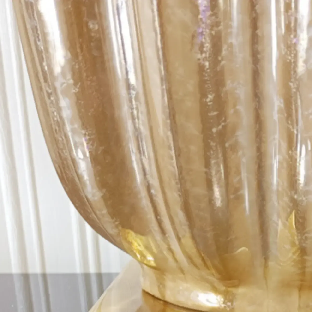 Brown Ceramic Geometric Table Lamp for Living Room Image - 6