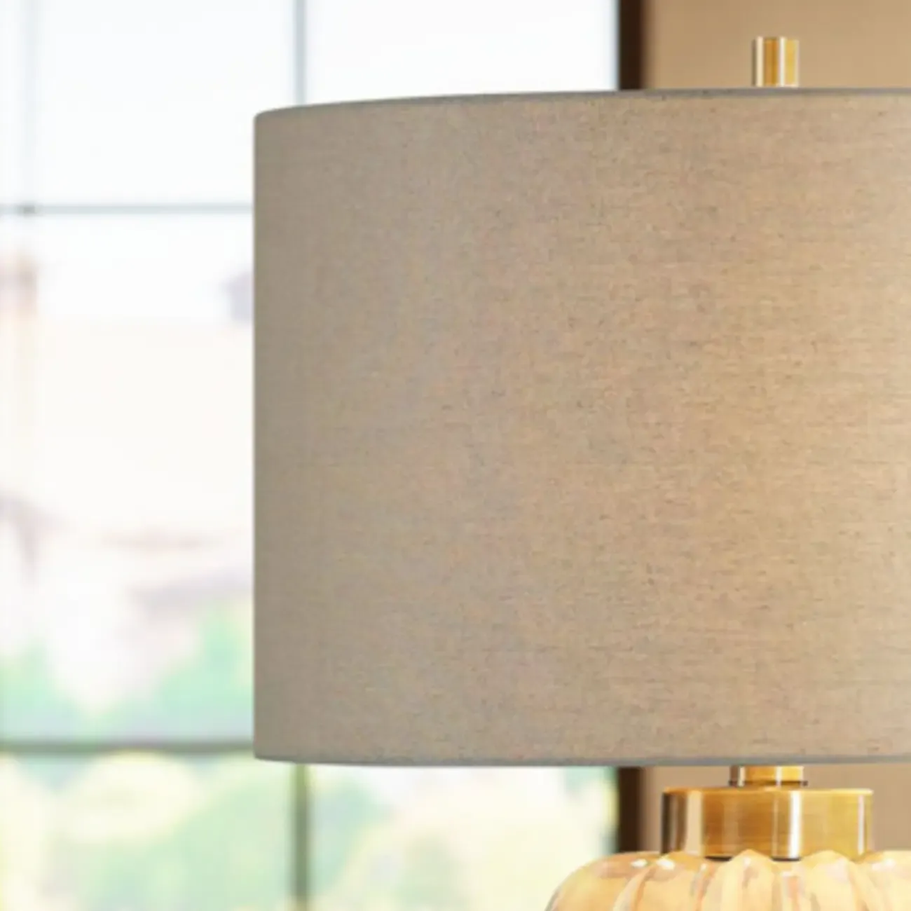 Brown Ceramic Geometric Table Lamp for Living Room Image - 7