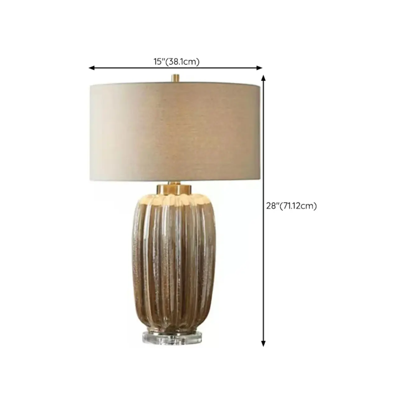 Brown Ceramic Geometric Table Lamp for Living Room Image - 9 | homeyfad